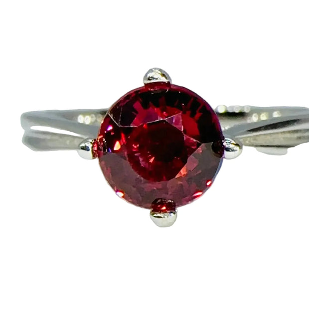 Natural Rhodolite Garnet Solitaire Ring - crysora